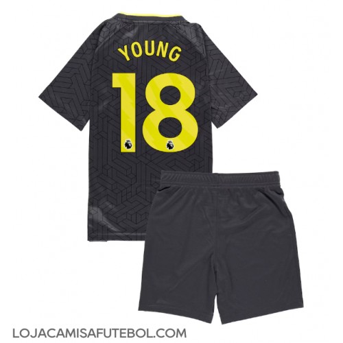 Camisa de Futebol Everton Ashley Young #18 Equipamento Secundário Infantil 2024-25 Manga Curta (+ Calças curtas)